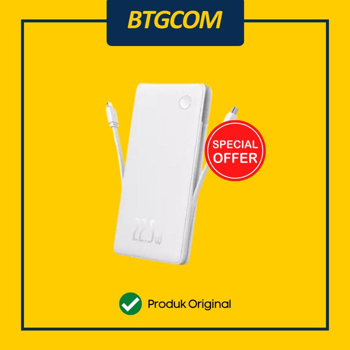 Gambar POWERBANK BASEUS AIRPOW LITE 10000MAH 22,5W FAST CHARGING BUILT IN DUAL CABLE USB TYPE-C+KABEL LIGHTNING IPHONE QUICK CHARGE 10000 MAH POWER BANK - Putih dari btgcom undefined Tokopedia