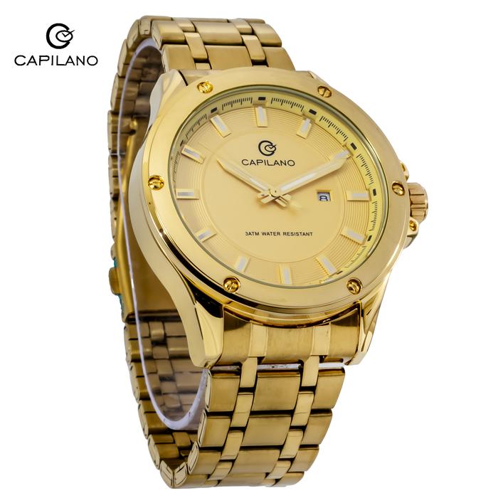 Gambar CAPILANO 1674 JAM TANGAN PRIA TANGGAL AKTIF CASUAL BISNIS 3 ATM WATER RESISTANT 100% ORIGINAL - Full Kuning dari Morning Watch undefined Tokopedia