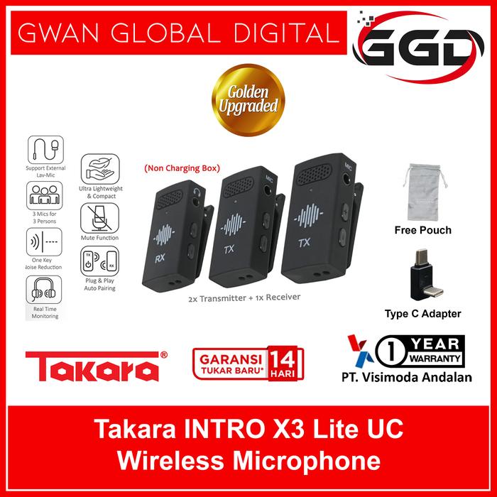 Gambar Takara INTRO X3 Lite Version Digital Wireless Mic Microphone System for Type C Device & Iphone / Lighting - Type C dari Gwan Global Digital undefined Tokopedia