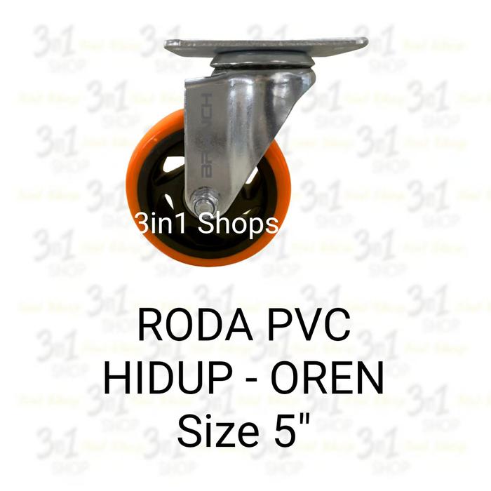 Gambar Roda PVC Hidup Oren / Roda Kastor / Roda Trolley Lemari / Roda Etalase Ukuran 3" 4" 5" Branch - 5" Hidup dari ThreeinOneShop undefined Tokopedia