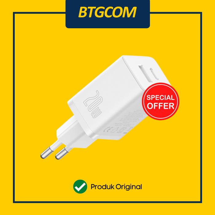 Gambar BASEUS CUBE FAST CHARGER C+U 20W EU GAN FAST CHARGING DUAL OUTPUT USB-A+TYPE-C KEPALA BATOK CAS HP QUICK CHARGE - MOON WHITE dari btgcom undefined Tokopedia