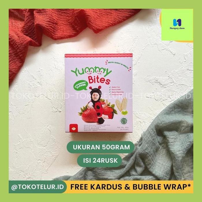 Gambar Nurqo// Yummy Bites - Rice Cracker 25Gr 50Gr Snack Mpasi Bayi / Cemilan Sehat - STRAWBERRY 50g dari Nurqory store undefined Tokopedia