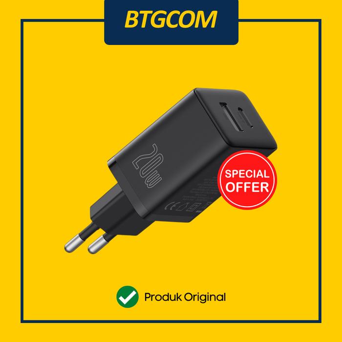Gambar BASEUS CUBE FAST CHARGER C+U 20W EU GAN FAST CHARGING DUAL OUTPUT USB-A+TYPE-C KEPALA BATOK CAS HP QUICK CHARGE - CLUSTER BLACK dari btgcom undefined Tokopedia