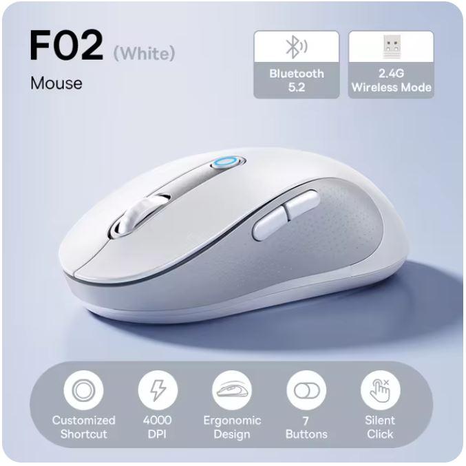 Promo BASEUS F02 WIRELESS MOUSE BLUETOOTH 5.2 2.4G 4000 DPI ERGONOMIC 7 ...
