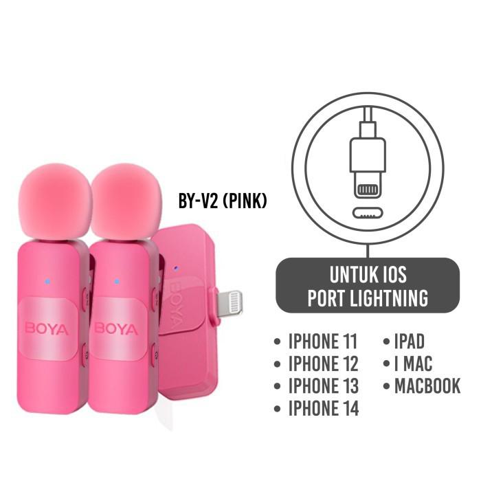 Gambar Boya BY-V1 / V2 Ultra-Compact Wireless Microphone for iOS Devices - BY-V2 PINK dari DG PRO KAMERA undefined Tokopedia