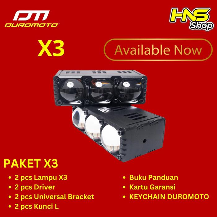 Gambar DUROMOTO X3 LAMPU LED X 3 MATA 150WATT FOGLAMP LAMPU TEMBAK MOTOR MOBIL PREMIUM - X3 dari HNS SHOP- undefined Tokopedia