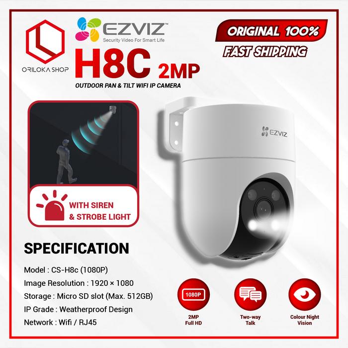 Gambar EZVIZ H8C 1080P 2MP / 4MP Pan & Tilt Outdoor Smart Wifi IP Camera CCTV - Auto Tracking - 2MP dari Oriloka Shop undefined Tokopedia