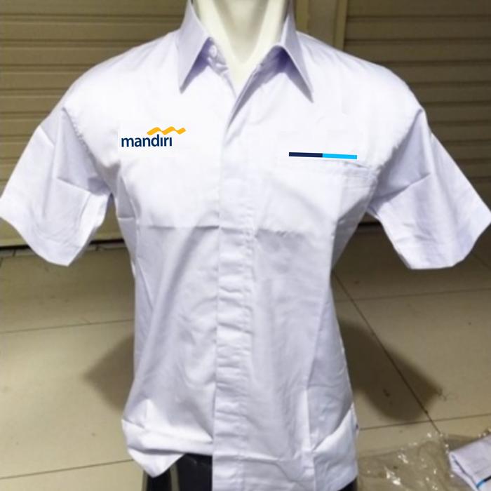 Gambar Kemeja Bank Mandiri Seragam Bank Mandiri Navy Lengan Pendek Pria - Putih, M dari SADELL ADVERTISING STORE undefined Tokopedia