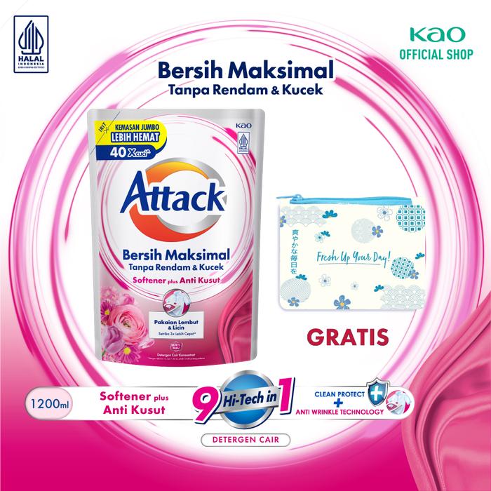 Gambar Attack Plus Softener 1200ml + Gift - Deterjen Cair Untuk Mesin Cuci dari KAO Indonesia undefined Tokopedia