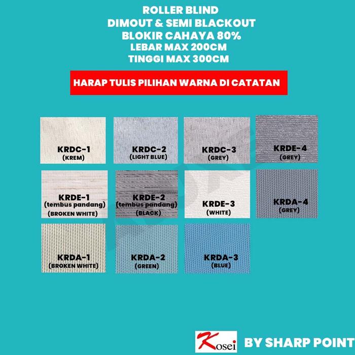 Gambar BCW / Sharp Point Kosei Roller Blind / Tirai Jendela Gulung Tarik - DIMOUT KOSEI, CHAIN STD dari Sinar Terang 12 undefined Tokopedia