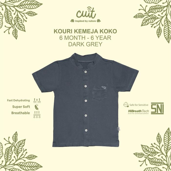 Gambar [PELUK SI KECIL] Cuit Kouri Kemeja Kerah Shanghai Katun Anak Laki-Laki Tangan Pendek Polos 6 Bulan - 6 Tahun - Dark Grey, 2XL (3-4 Tahun) dari Peluk si Kecil undefined Tokopedia