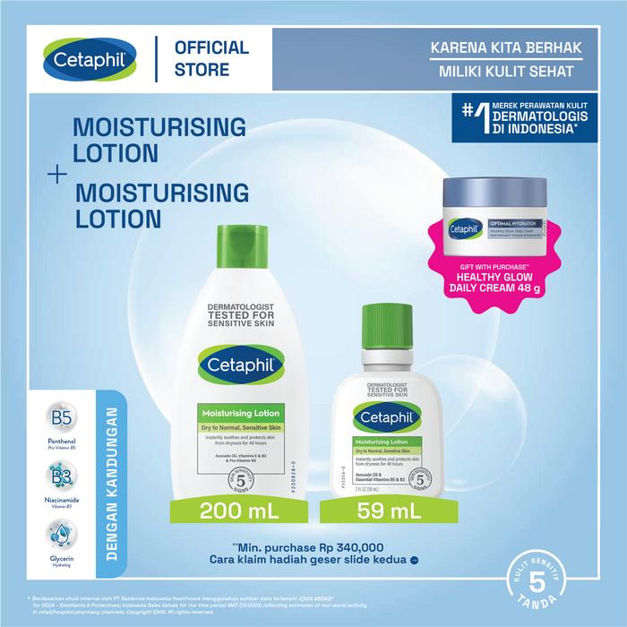Gambar Cetaphil Moisturizing Lotion 200ml + 59ml Pack dari Cetaphil Indonesia undefined Tokopedia