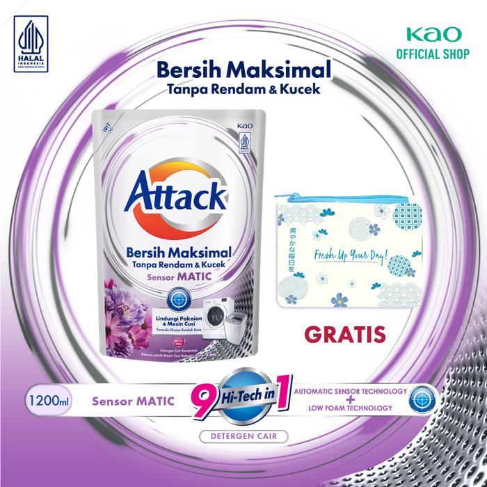 Gambar Attack Sensor Matic 1200ml + GIft - Deterjen Cair Untuk Mesin Cuci dari KAO Indonesia undefined Tokopedia