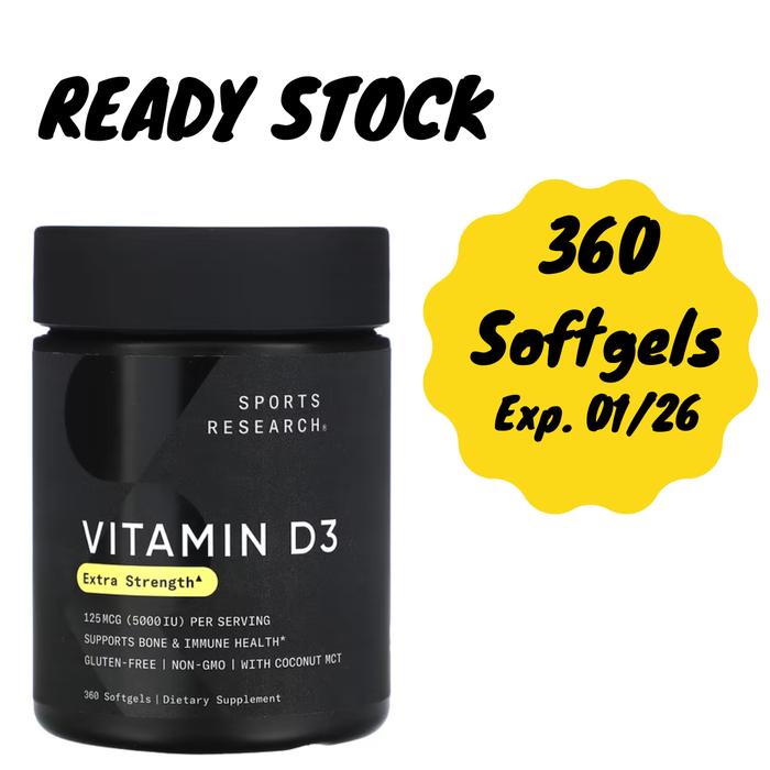 Gambar Sports Research Vitamin Vit D3 with Coconut Oil 5000 10000 IU - 5000IU 360 dari TergeDept undefined Tokopedia