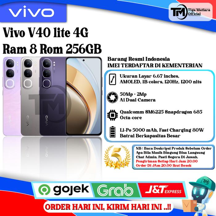 Gambar Vivo V40 Lite 4G | 5G Ram 8/128GB | Ram 8/256GB | Ram 12/512GB - 4G 8/256GB dari Tiga Mutiara Store undefined Tokopedia