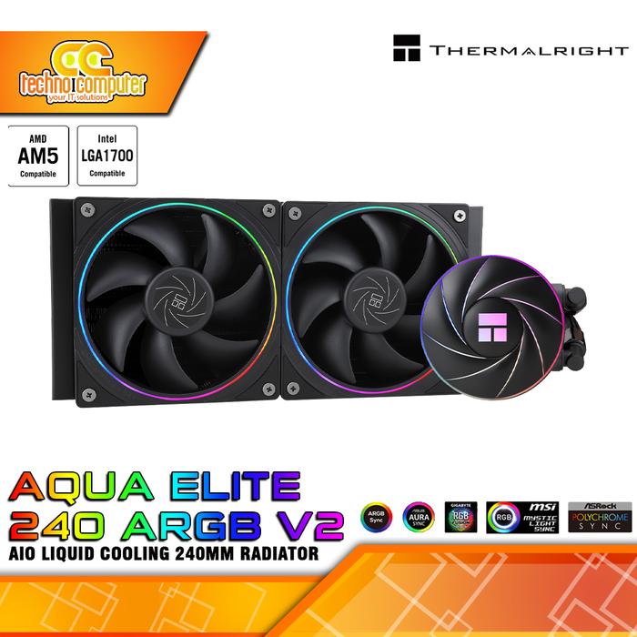 Gambar CPU COOLER THERMALRIGHT AQUA ELITE 240 ARGB V2 - 240mm AIO Liquid Cooler - Hitam dari Techno Computer Bali undefined Tokopedia