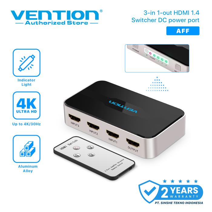 Gambar Vention AFF HDMI Switcher (3 in 1 out) 4K 3D FullHD High Quality - AFF dari Vention Authorized Store undefined Tokopedia
