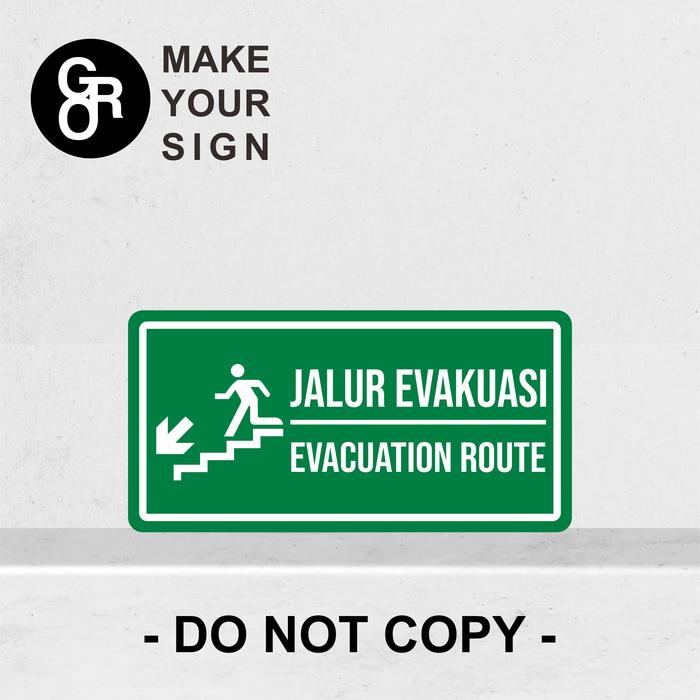 Gambar Rambu Sign Acrylic/Akrilik Jalur Evakuasi Turun Tangga Evacuation Route 15cm x 30cm - Kiri dari GROOTS.CO undefined Tokopedia