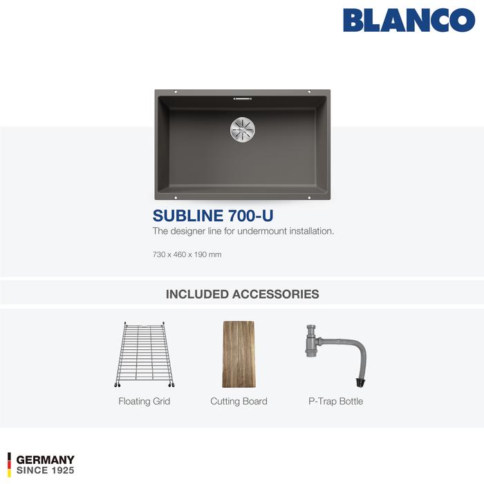 Gambar Kitchen Sink Bak Cuci Piring Granit 1 Lubang BLANCO Silgranit SUBLINE 700-U - Pemasangan Undermount - Volcano Grey dari BLANCO Indonesia undefined Tokopedia