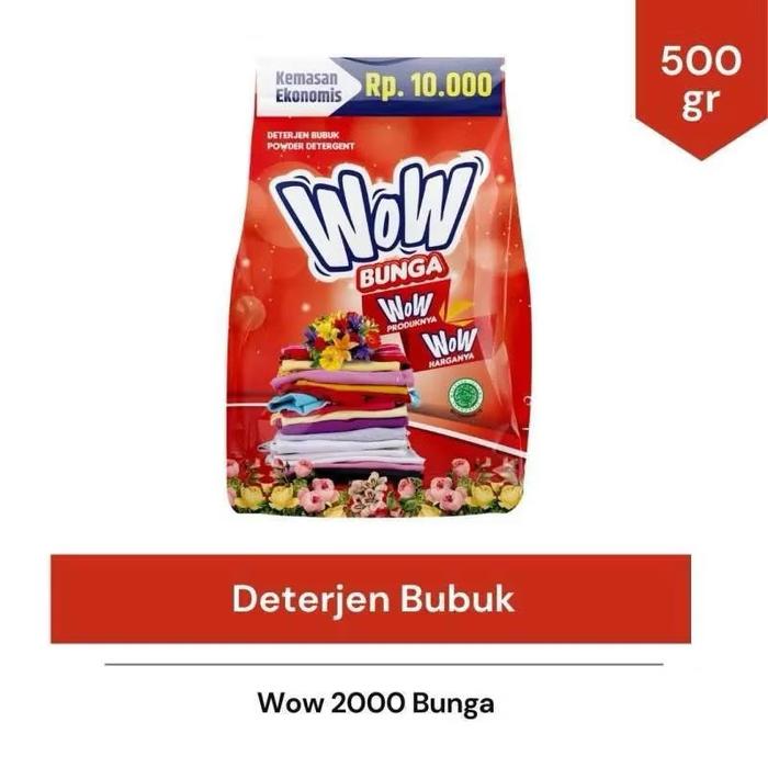 Gambar WOW 2000 Detergent Bubuk 500gr 240gr Aroma Sejuta Bunga Softener Freshlime Sabun Detergen Laundry Cuci Baju Pakaian Extra Pelembut Pakaian Tidak Panas di Tangan Ekonomis Hemat - Bunga 500gr dari Pumpkin Babies undefined Tokopedia