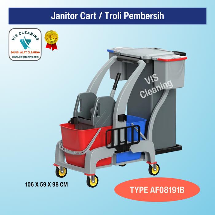 Gambar Multifunction Janitor Cart (Troli Janitor Multifungsi) - AF08191B dari VIS Cleaning undefined Tokopedia