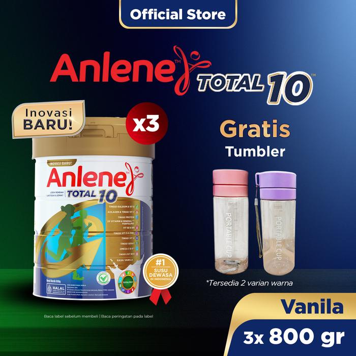 Gambar Anlene Total 10 Susu Bubuk Dewasa Vanila 3x800g-Free Gift - Tumbler dari Fonterra Indonesia undefined Tokopedia