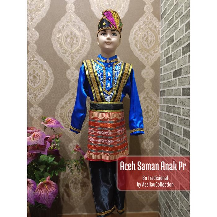Gambar Baju Adat Anak Tari Saman Aceh satuan ( Laki/Perempuan ) - Biru Cewek, 6 dari Sn Tradisional undefined Tokopedia