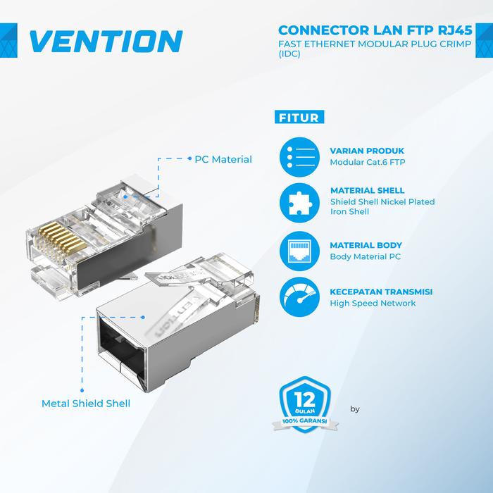Promo Vention Connector LAN FTP RJ45 Fast Ethernet Modular Plug Crimp ...
