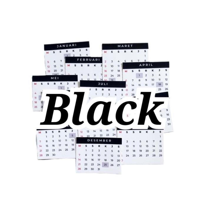 Gambar 12 pcs Sticker Mini Kalender Tahun 2025 Calendar Kyoute Stiker Kertas Bisa Dicoret Journal Scrapbook - Black dari Kyoute Store undefined Tokopedia