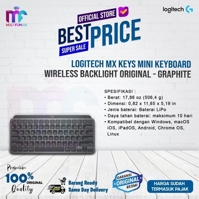 Gambar Logitech MX Keys Mini Keyboard Wireless Bluetooth Backlight - Graphite (Win) dari Multifungsi ID undefined Tokopedia