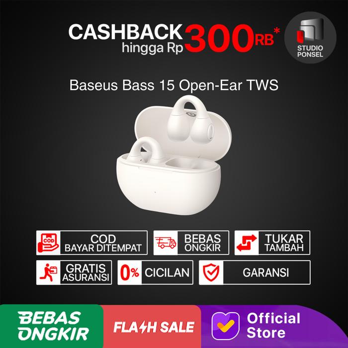 Gambar Baseus Bass 15 Clip Open-Ear True Wireless Earbuds Bluetooth - White dari Studio Ponsel Store undefined Tokopedia