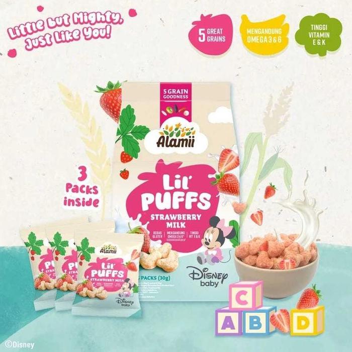 Gambar Alamii Snack Sehat Bayi - Alamii Lil' Puffs Disney Edition - Banana Milk 30g (3 packs x 10g) - STRAWBERRY MILK dari TOKO LATANZA1 undefined Tokopedia