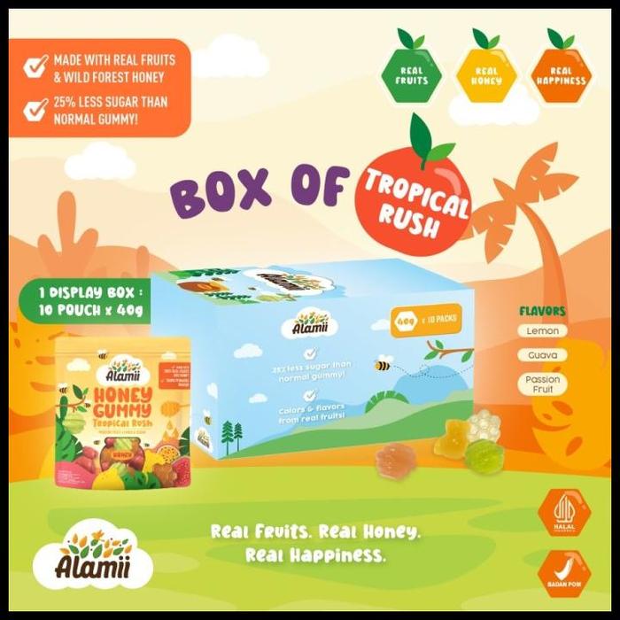 Gambar Alamii Honey Gummy - Box Of 10 X 40G Wild Berries / Tropical Rush Kualitas Terjamin - Tropical Rush dari helmet98 undefined Tokopedia