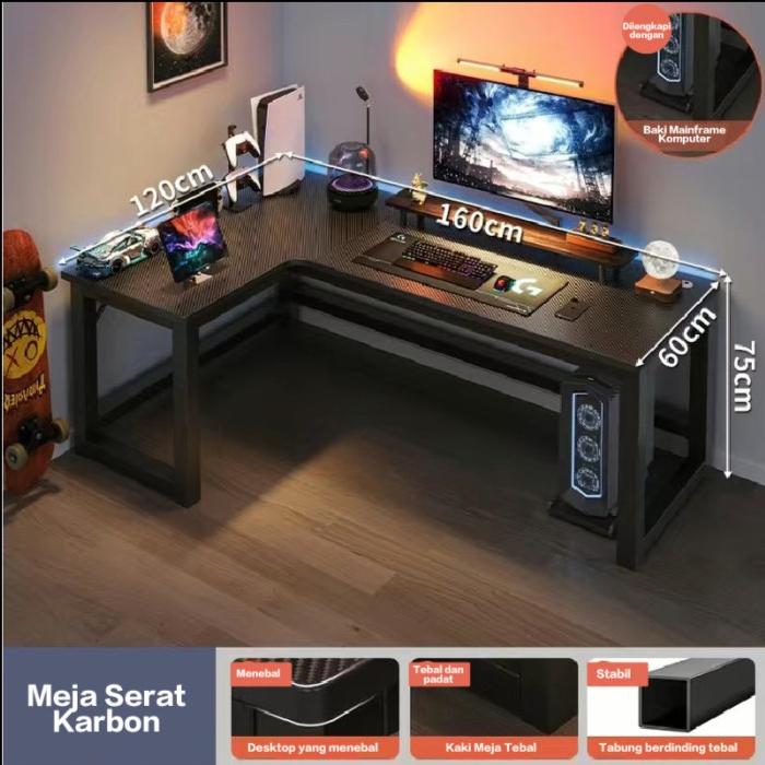 Gambar Meja L /Meja Komputer / Meja Gaming/ Meja Kerja / L Shaped Meja Komputer Unika Home Care - MEJA M dari UNIKA.STORE undefined Tokopedia