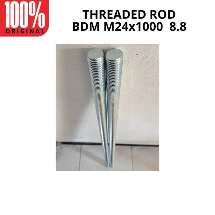 Gambar Asdrat Baja 8.8 M24 x 1000 mm Stud bolt / Long drat Galvanis ( putih ) dari Murbaut Surabaya undefined Tokopedia