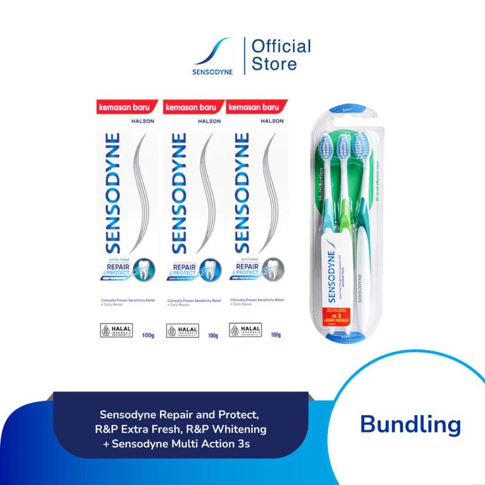 Gambar Sensodyne SRP All Varian + Sikat Gigi Sensitif Multi Action Soft 3s dari Sensodyne Indonesia undefined Tokopedia