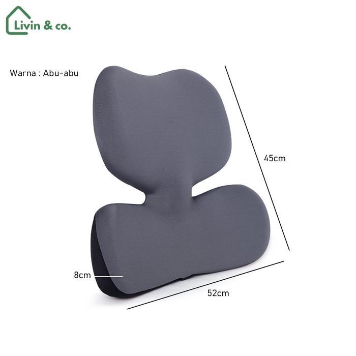 Gambar Livin & Co. - Bantal Punggung Ortopedi Ergonomis Bantalan Sandaran Penyangga Punggung Kursi Kerja Kantor Mobil Multifungsi Memory Foam Premium Lumbar Support - Abu-abu dari Livin & Co. undefined Tokopedia