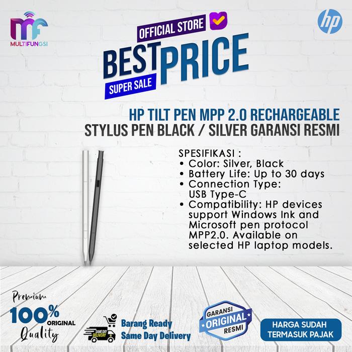 HP Tilt Pen MPP Rechargeable Stylus Pen Black Silver Garansi Resmi  Silver