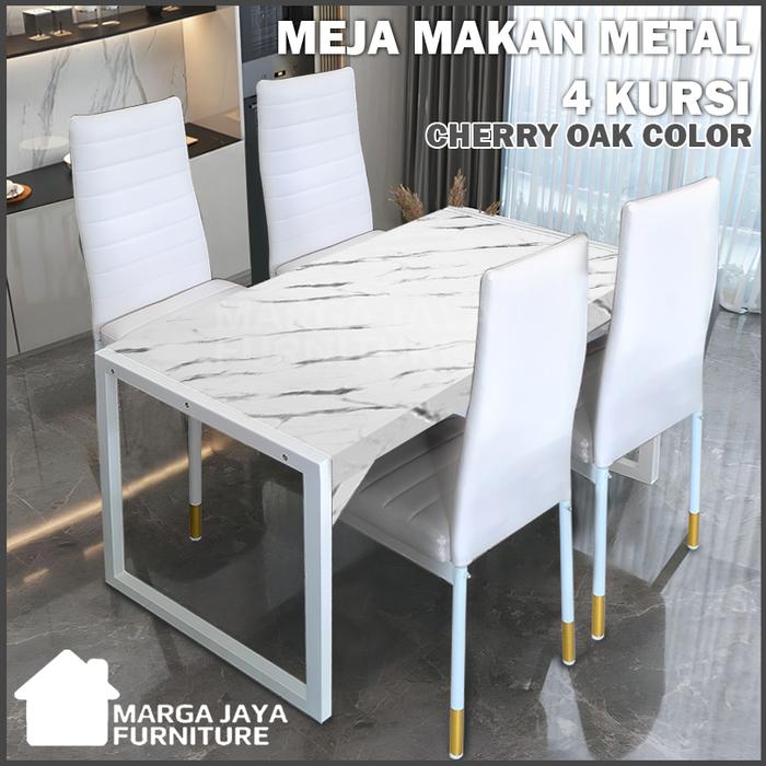 Gambar Dining Table Meja Makan Modern Minimalis Kayu 4 kursi 6 kursi termurah - Marmer dari Toko Marga Jaya Furniture_NEW undefined Tokopedia
