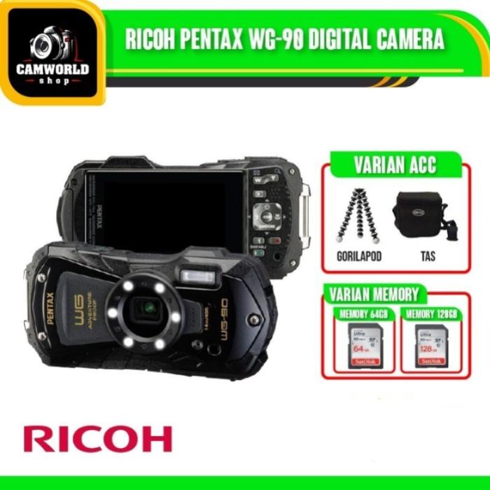 Gambar Ricoh Pentax WG-90 Digital Camera Underwater Ricoh WG90 WG 90 - BLACK, PAKET A dari Camworld Shop undefined Tokopedia