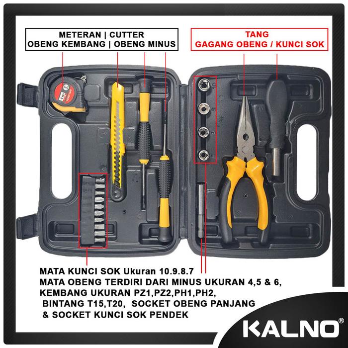 Gambar Toolset ToolKit Dengan Box 16 Pcs HJ-C016 - toolkitTB022 dari Kalno Mall ID undefined Tokopedia