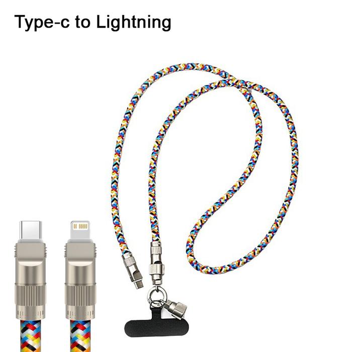 Gambar SUIRGE Kabel Pengisi Daya USB Ponsel Pintar 2-In-1 Kabel Tipe C Dikepang Tali Anti Hilang PD 60W Kabel Data Cepat Iphone Huawei - TypeC-Lightning dari Suirge undefined Tokopedia