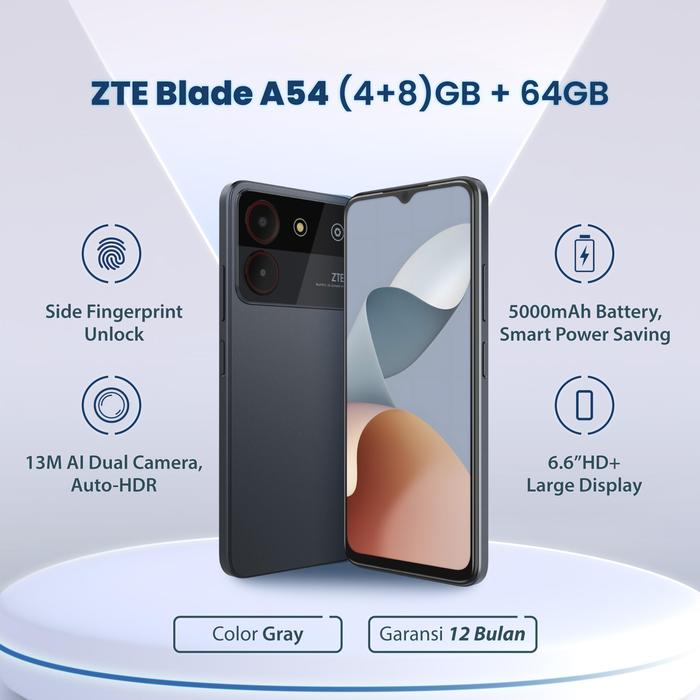 Gambar ZTE Blade A54 6.6" RAM4 GB+ROM 64GB 5000mAh Garansi Resmi  Android - Abu-abu dari nubia Indonesia undefined Tokopedia