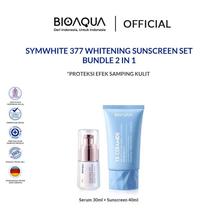 Gambar BIOAQUA Symwhite 377 Whitening With Sunscreen Sunblock Wajah Moisturizer Cream / Toner Wajah Glowing / Fade Dark Spot Serum Wajah Glowing Pemutih Wajah / Brightening Cleanser Sabun Cuci Termurah Ready Terbaik - Serum+Sunscreen dari MenorehStore48 undefined Tokopedia