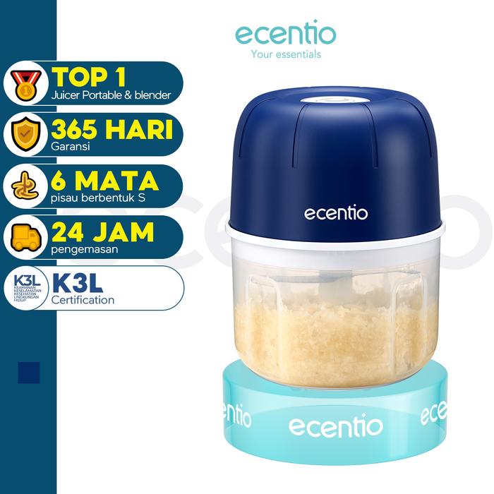 Gambar ecentio Mini Chopper 6 pisau Portable Blender Penggiling Bumbu Dapur Portable Penumbuk bawang 250ml - Biru dari ecentio.indonesia undefined Tokopedia
