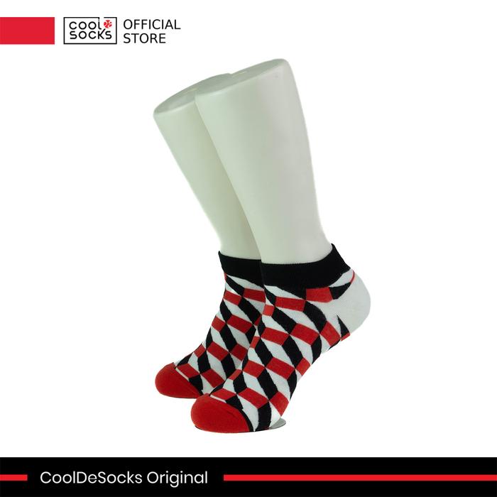 Gambar CoolDeSocks Original | Kaos Kaki Pendek - 3D Cubes Red Black (A) dari CoolDeSocks undefined Tokopedia