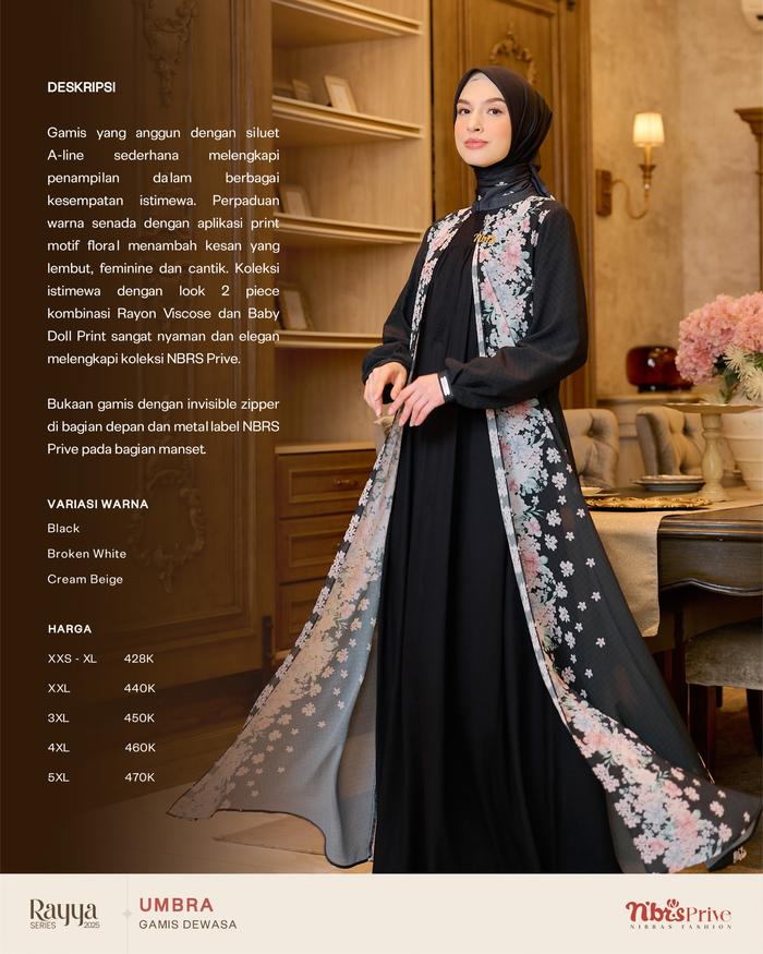 Gambar Nibras Prive Sarimbit Keluarga Rayya Series UMBRA BLACK Busana muslim Keluarga 2025 - GAMIS DEWASA, XS/S/M/L/XL dari Nibras House Store undefined Tokopedia