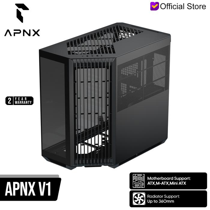 Gambar APNX V1 Mid Tower ATX Dual Chamber PC Case - Black dari Gamer's Outpost undefined Tokopedia