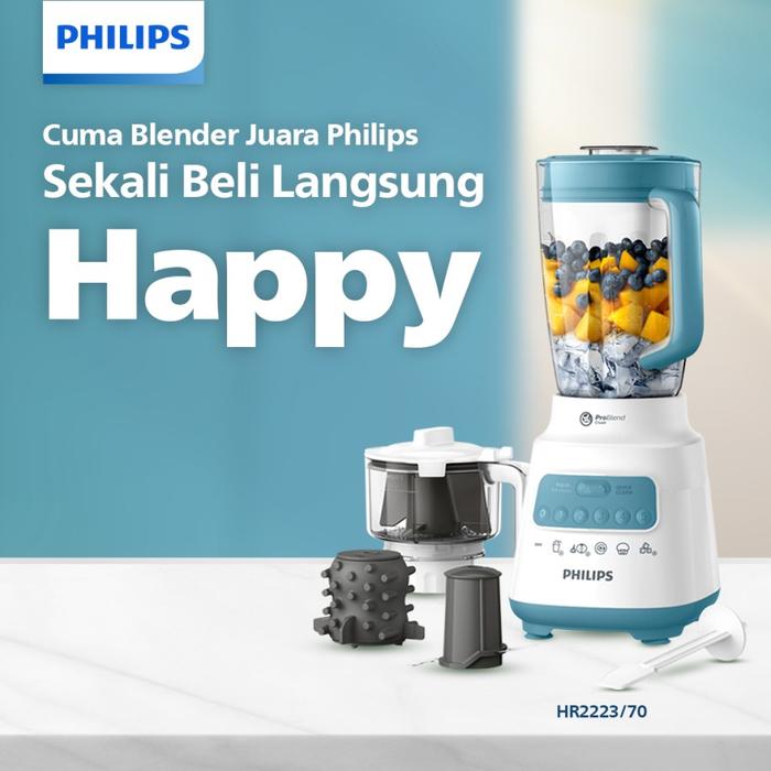 Gambar PHILIPS Blender 5000 Series HR2223/70 - Misty Blue + 3-IN-1 Accessory - TANPA BUBBLE dari alvajo_NEW undefined Tokopedia