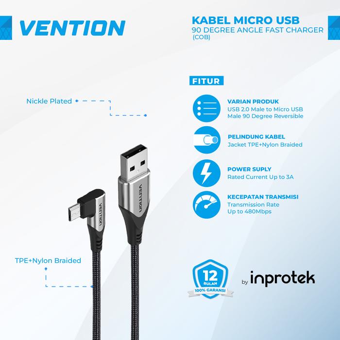 Promo Vention Kabel Data Micro USB Fast Charge Android Samsung Huawei ...